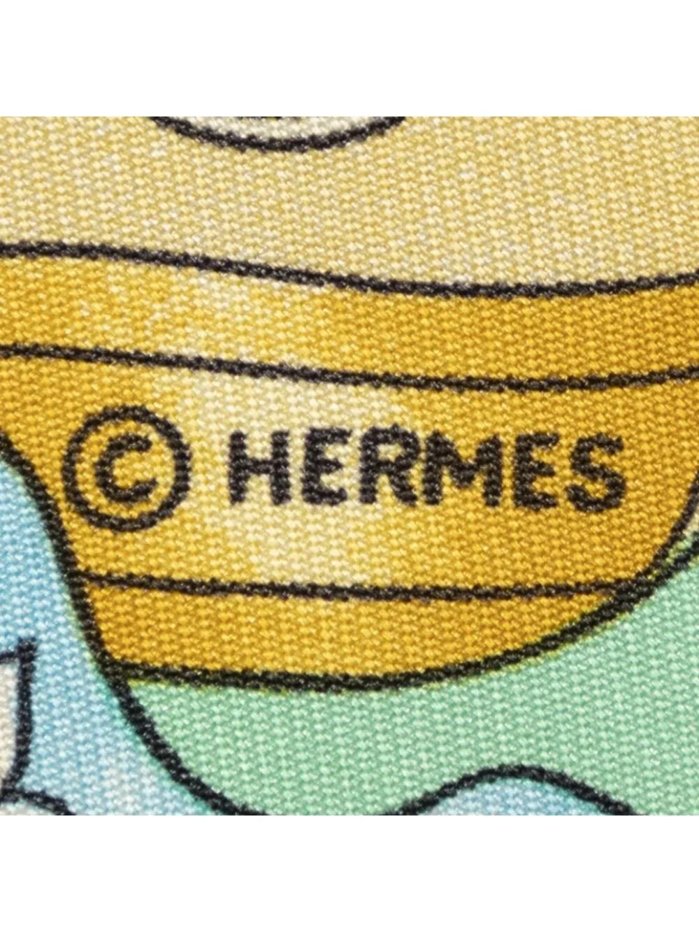 Hermes Scarf Green Gold Silk